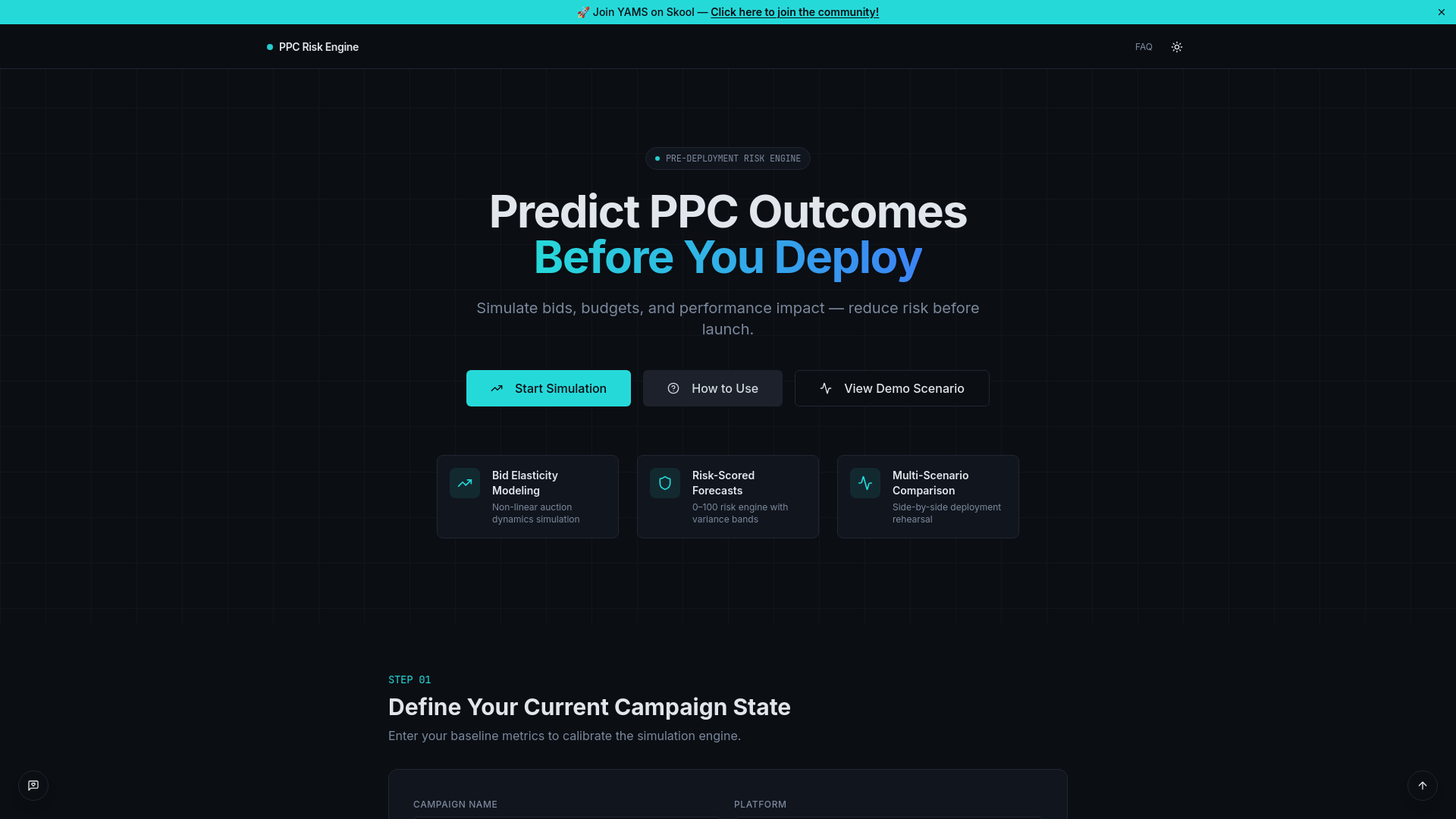 Screenshot of PPC Pre-Deployment Risk Engine