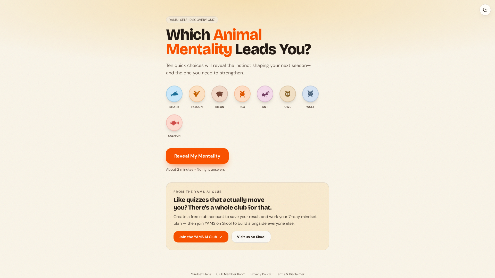 Screenshot of Which Animal Mentality Leads You?