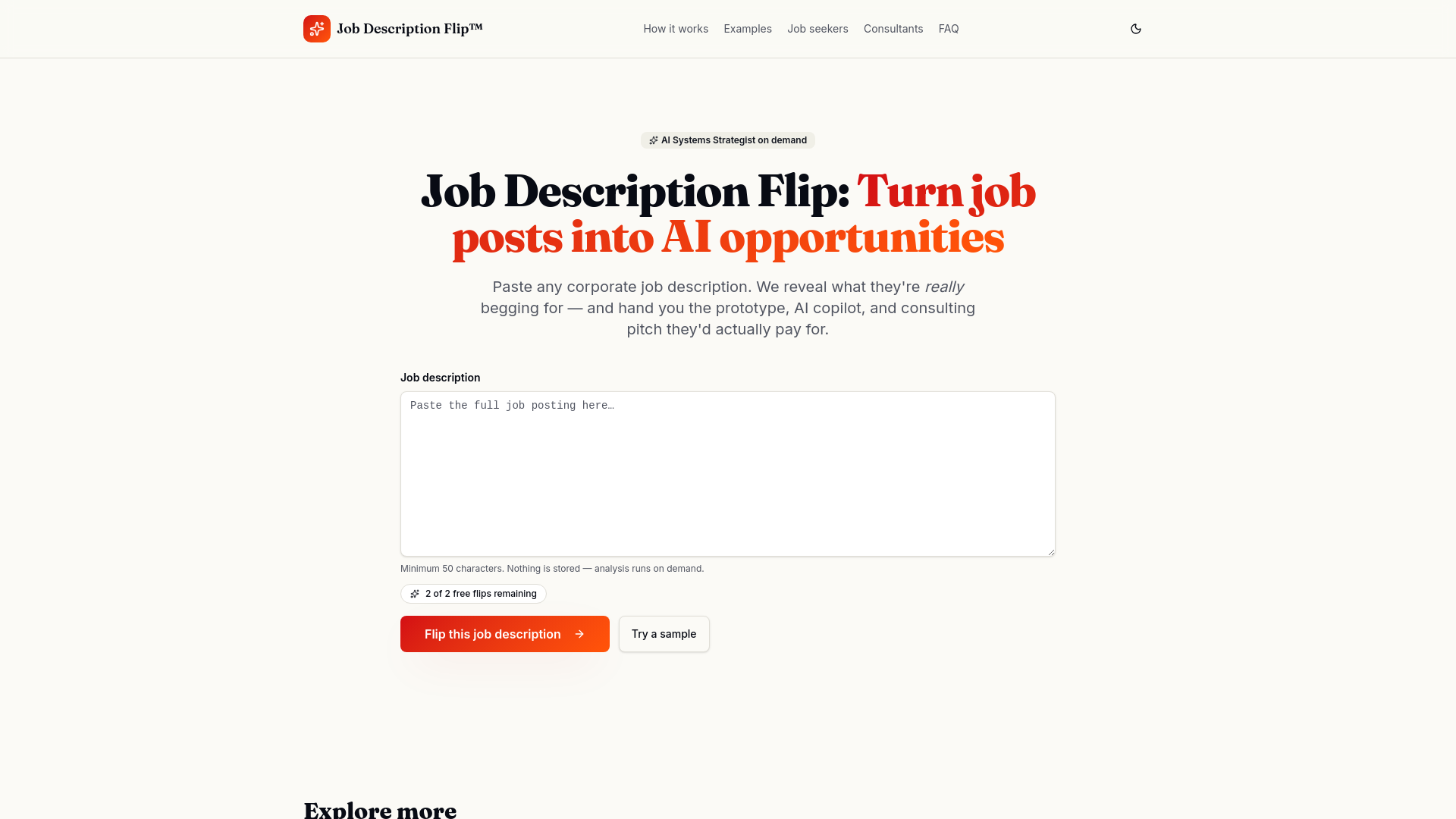 Screenshot of Job Flip App
