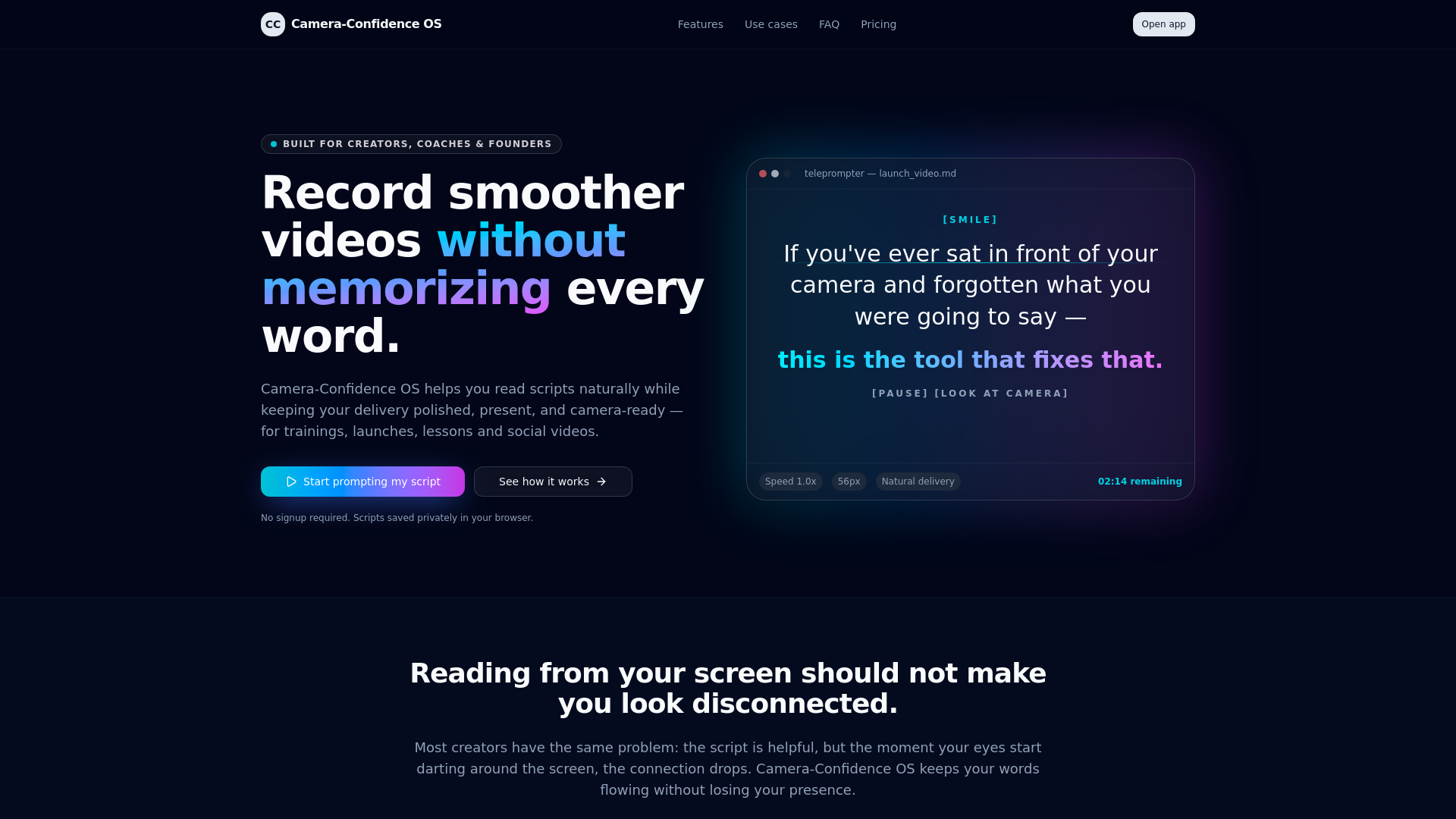Screenshot of Camera-Confidence OS