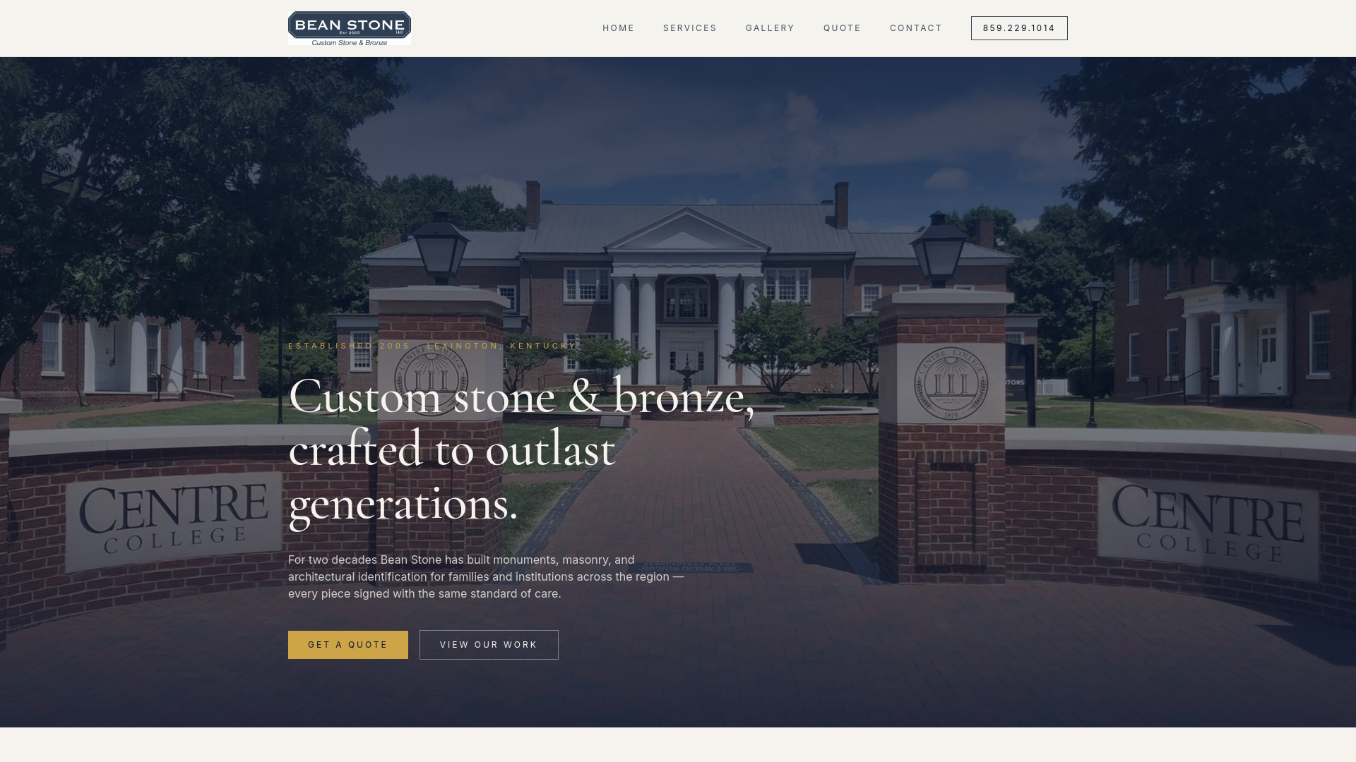 Stone and Monument Contractor Site website design by Graphite Studios