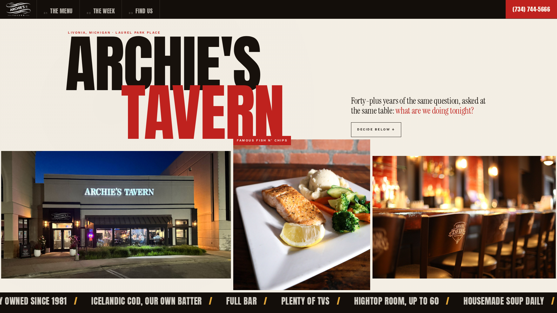 Archie's Tavern website redesigned by SiteBop