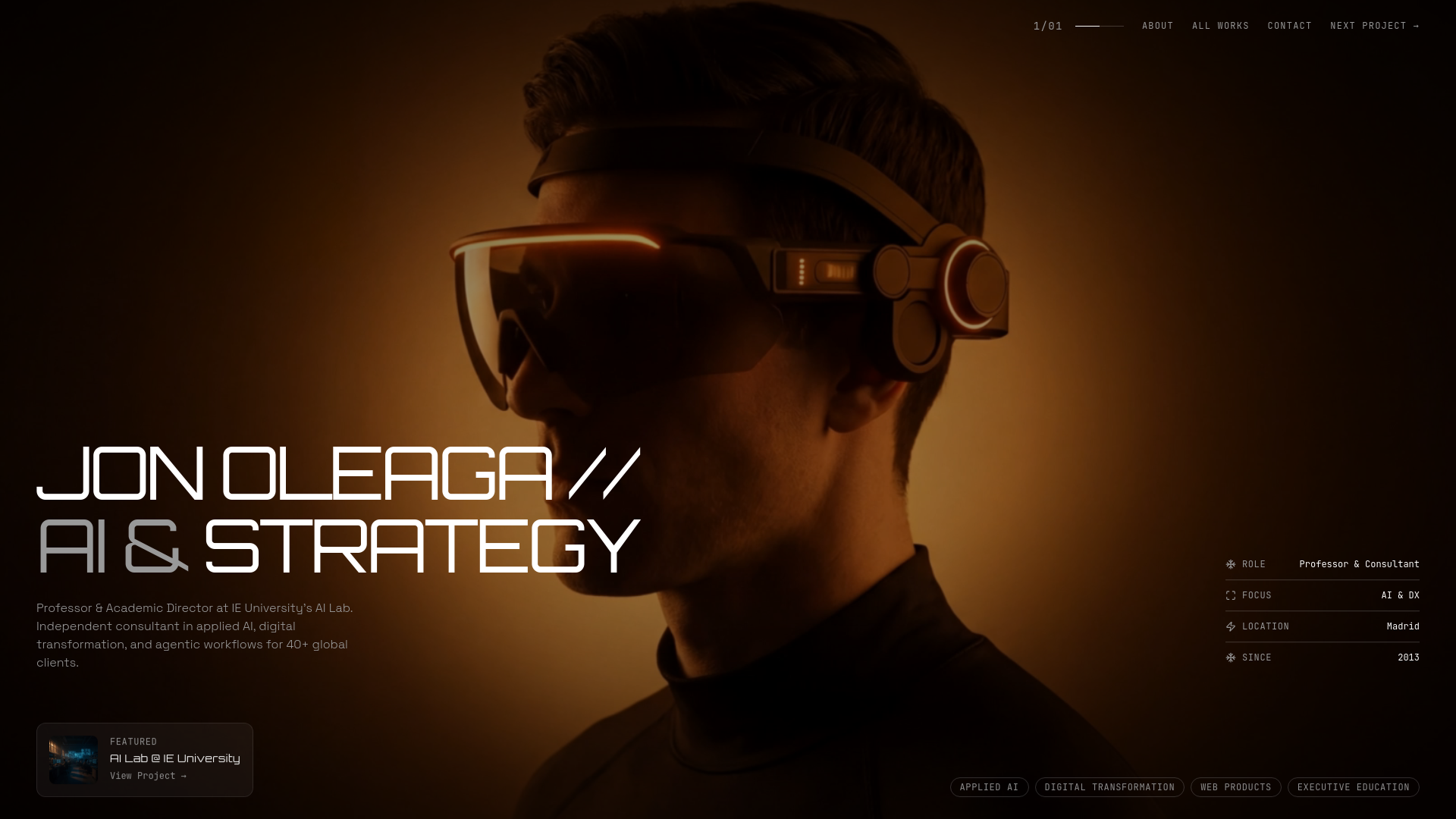Screenshot of Architect Portfolio — Dark Orbitron Two-Pager