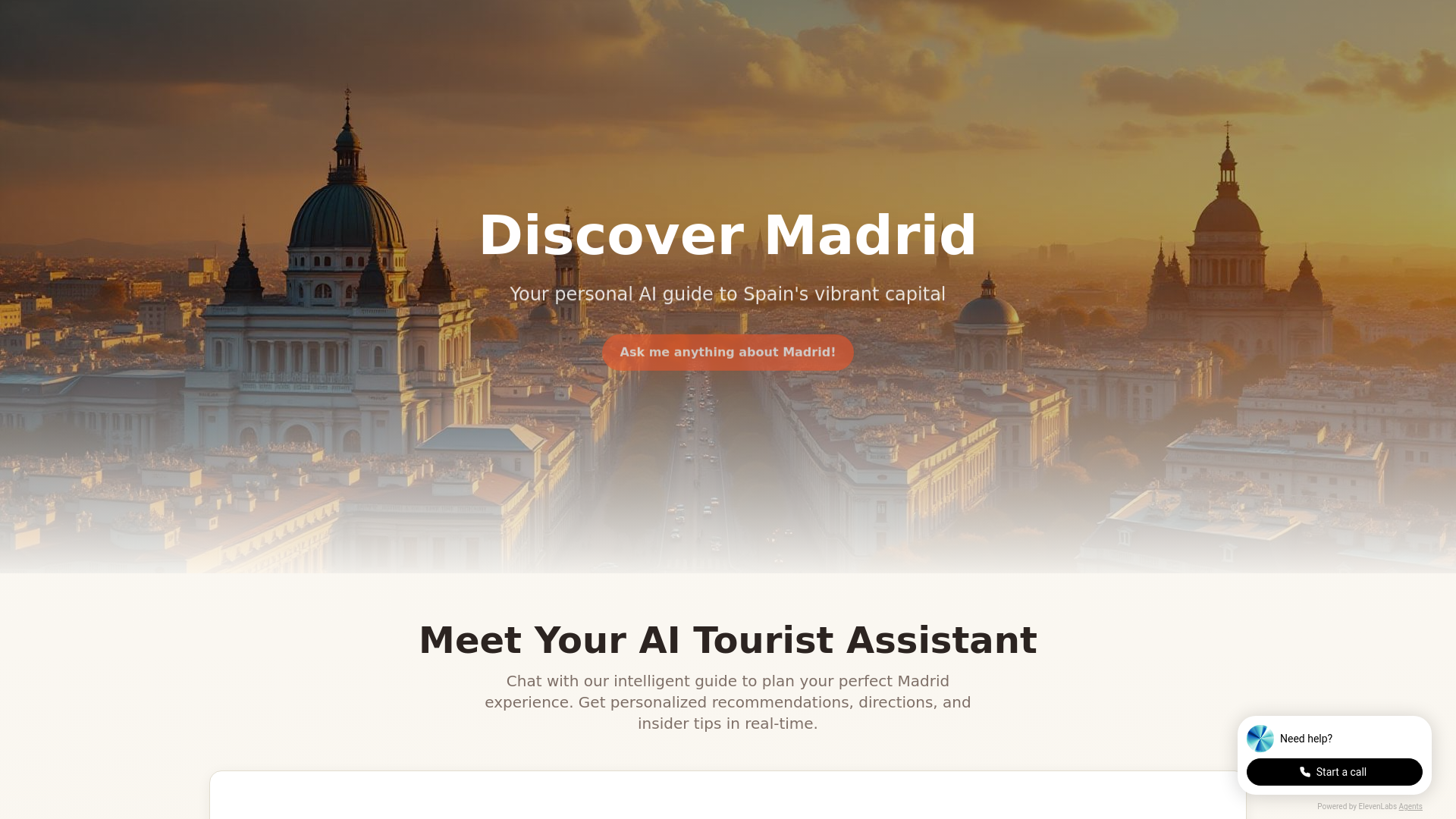 Screenshot of Madrid Guide — ConvAI Chat Embed