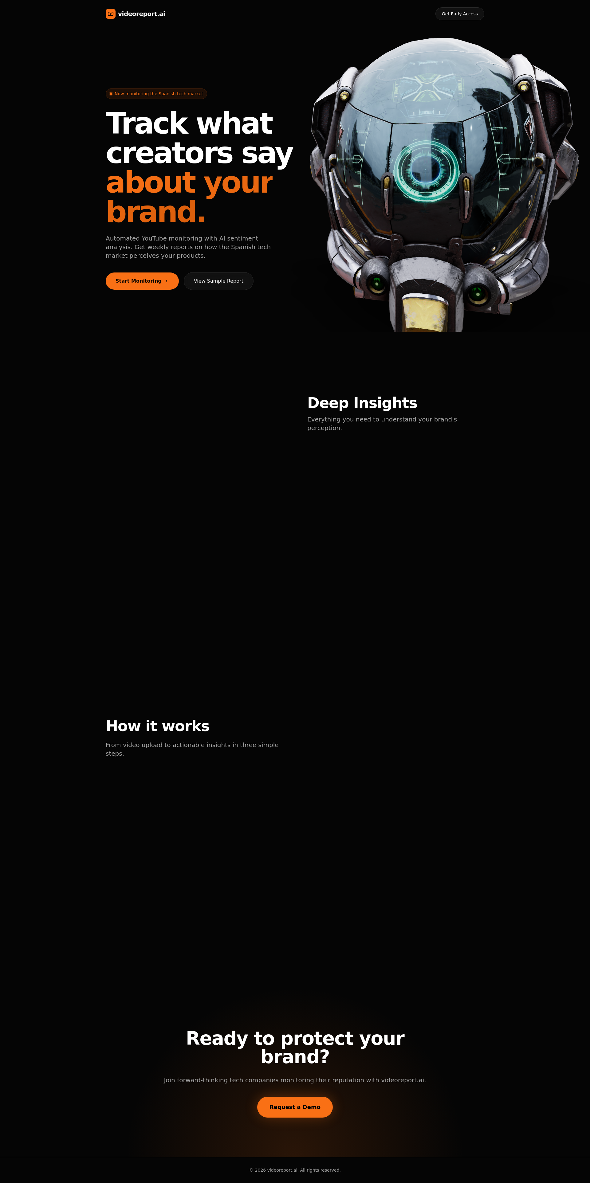 Screenshot of Videoreport — Scroll-Keyframed GLB Helmet