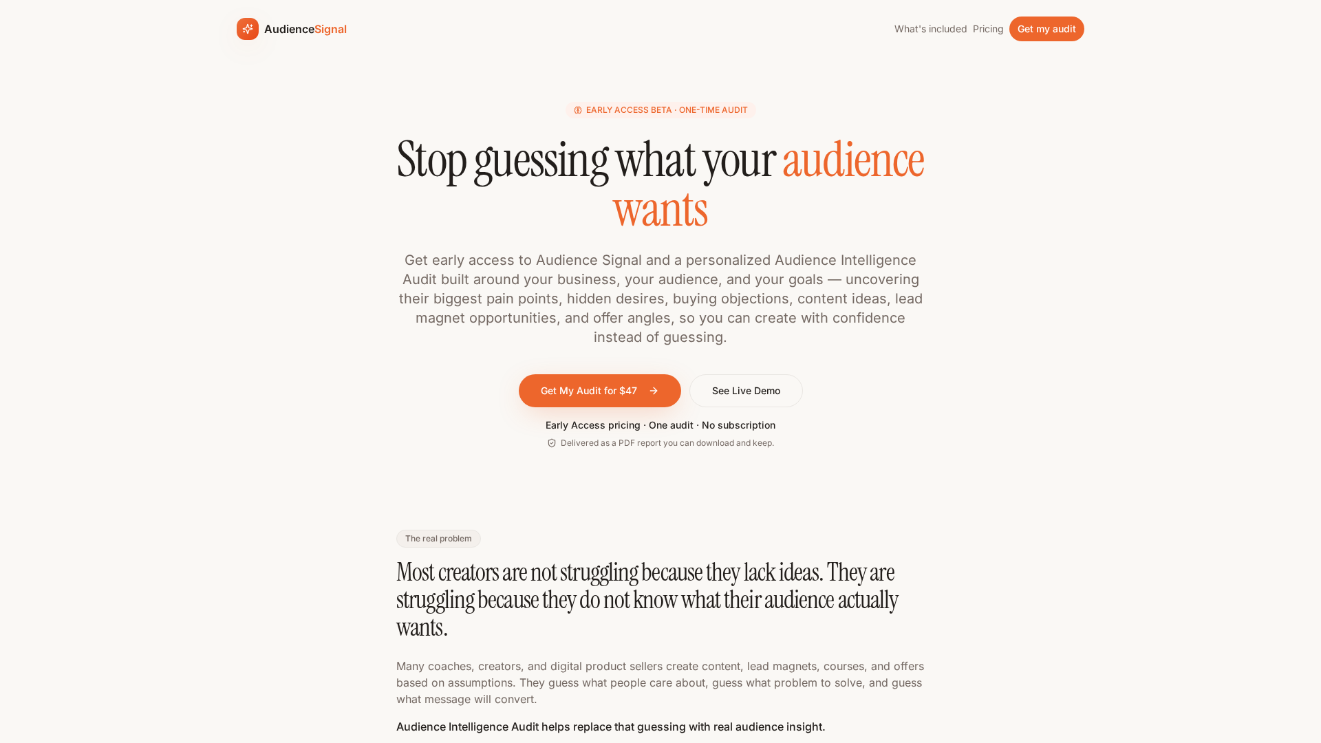 Audience Signal application interface