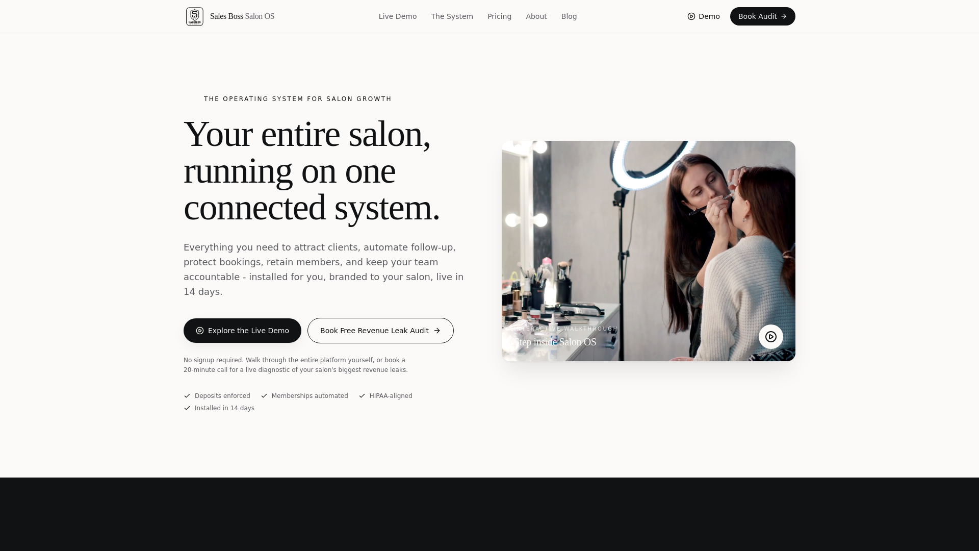 Salon OS System (Marketing Site) screenshot