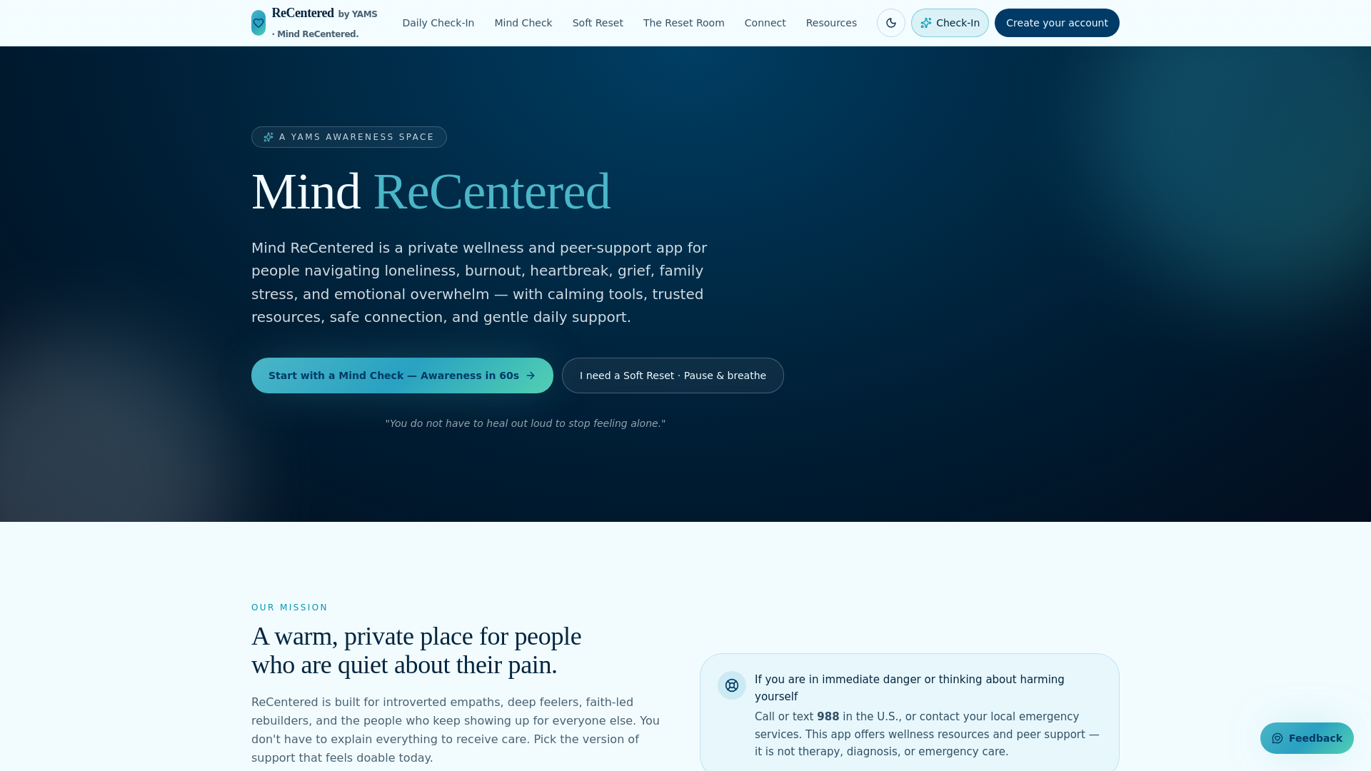 Screenshot of ReCentered by YAMS