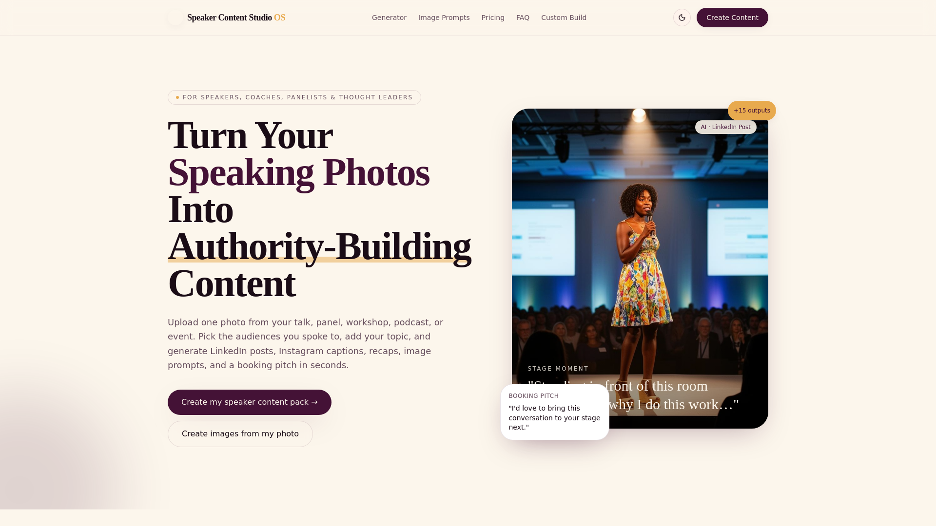 Screenshot of Speaker Content Studio