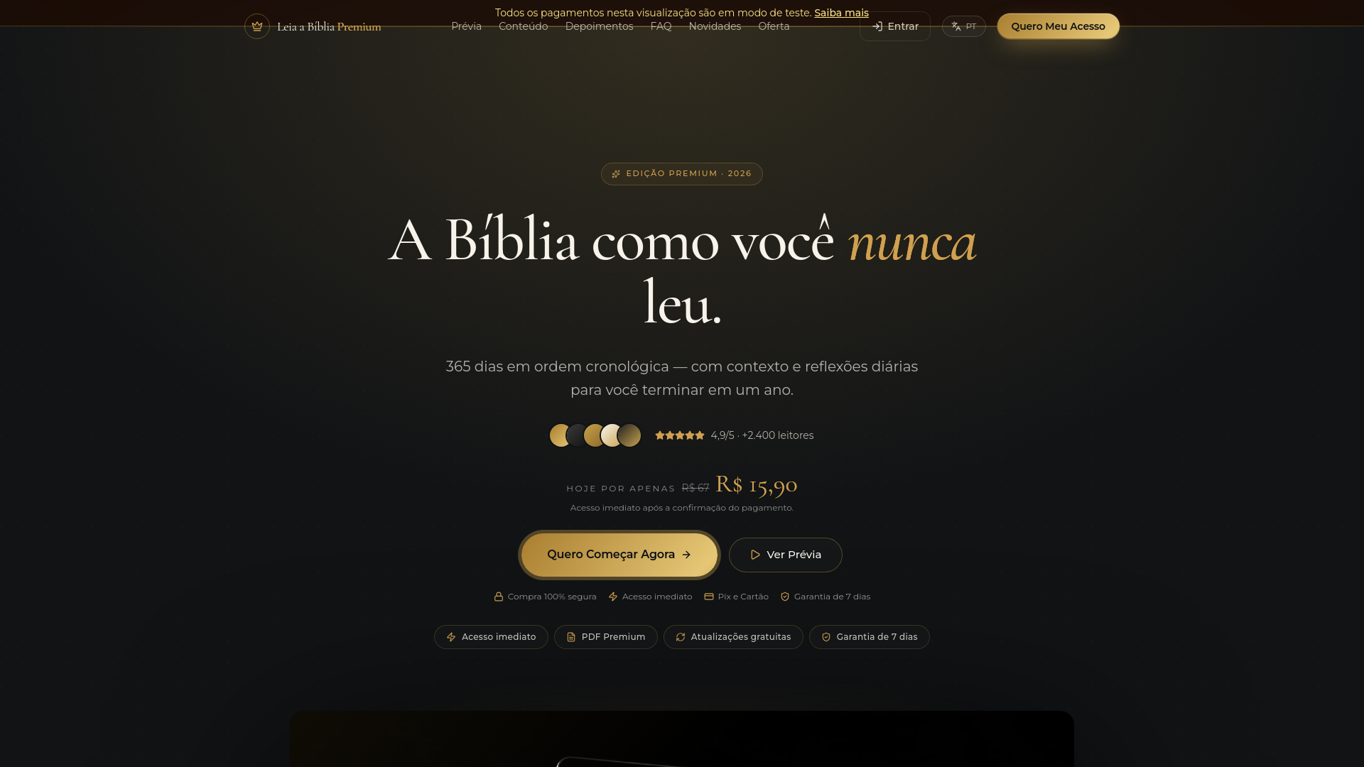Prévia do projeto Leia a Bíblia Premium