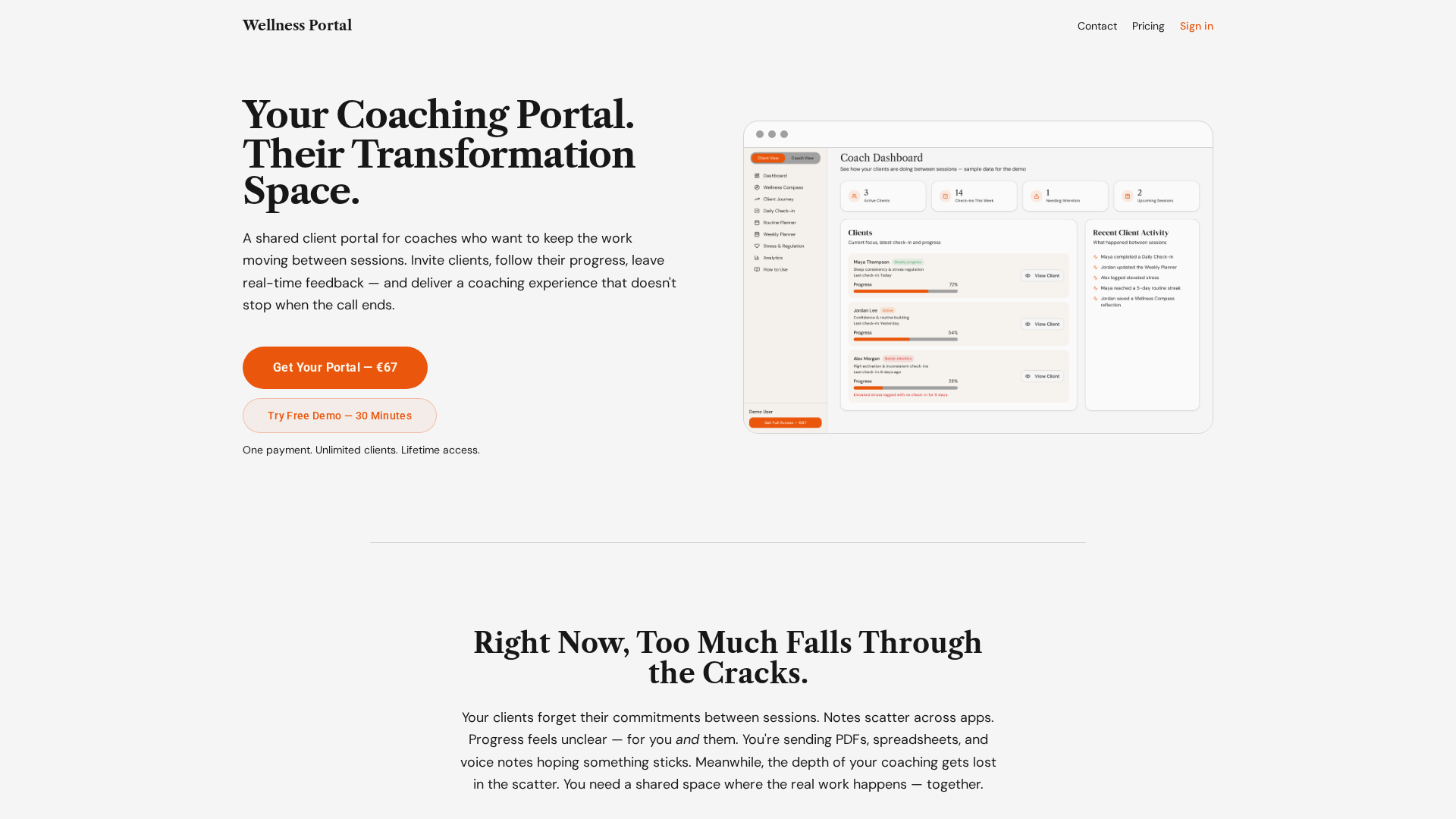 Wellness Compass application interface