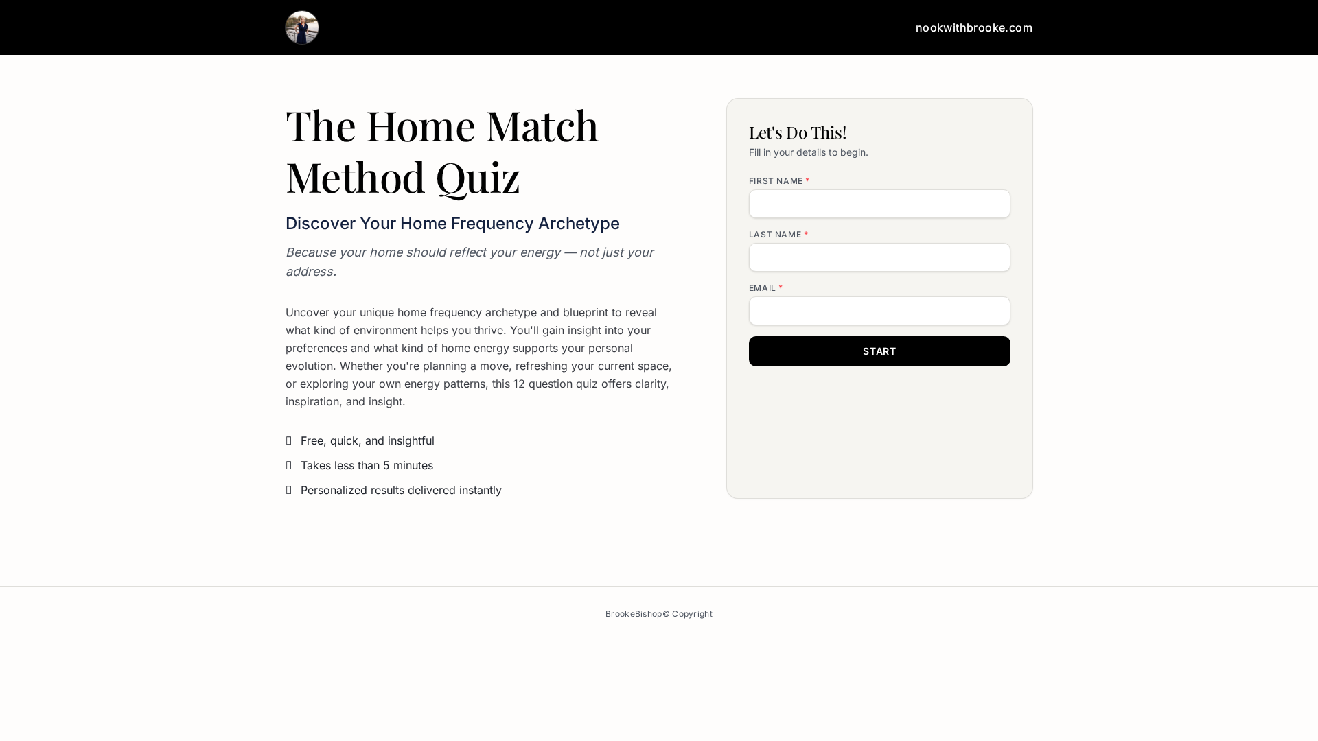 The Home Match Method Quiz landing page