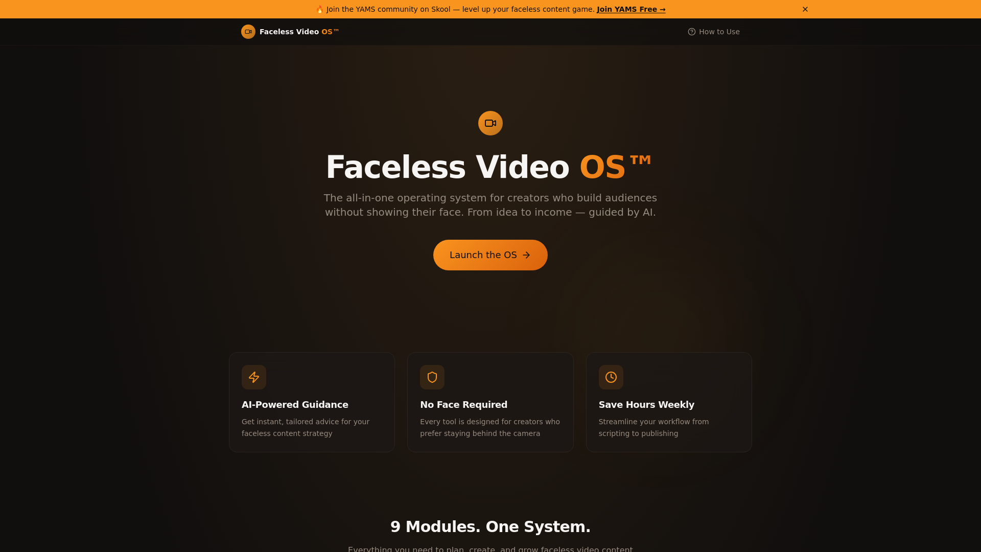 Screenshot of Faceless Video OS
