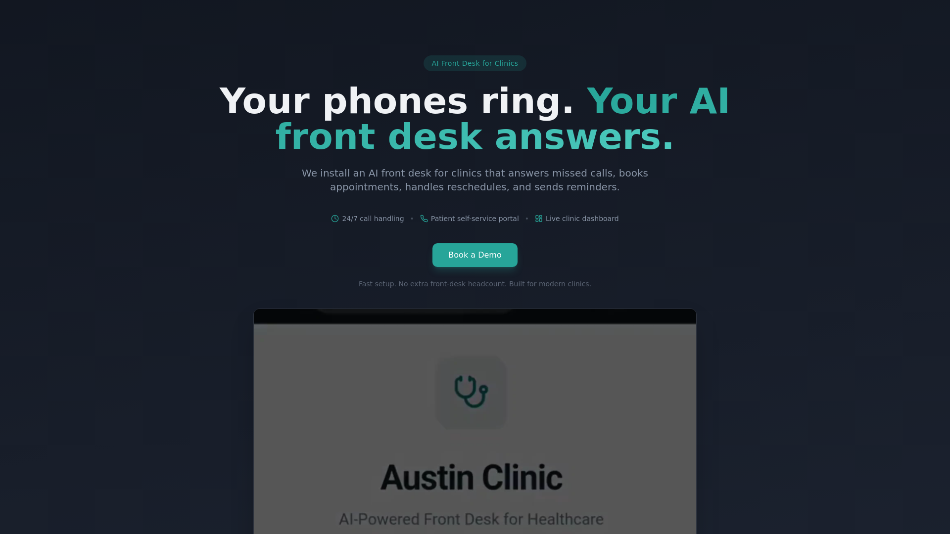 Front Desk AI clinic dashboard