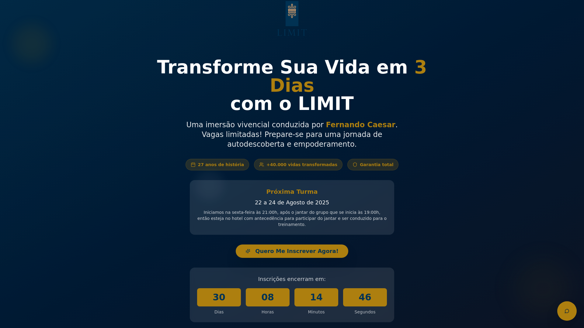 Tela do projeto LIMIT Leader Training