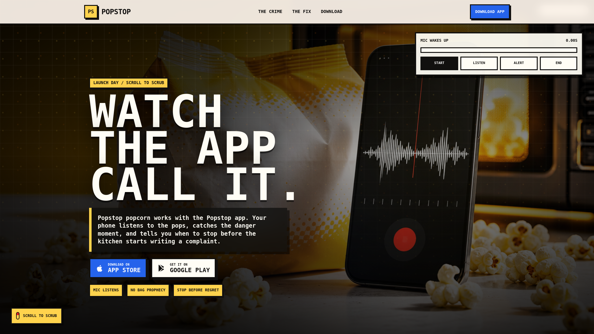 Screenshot of Popstop Launch — Scroll-Scrubbed Sticky Hero