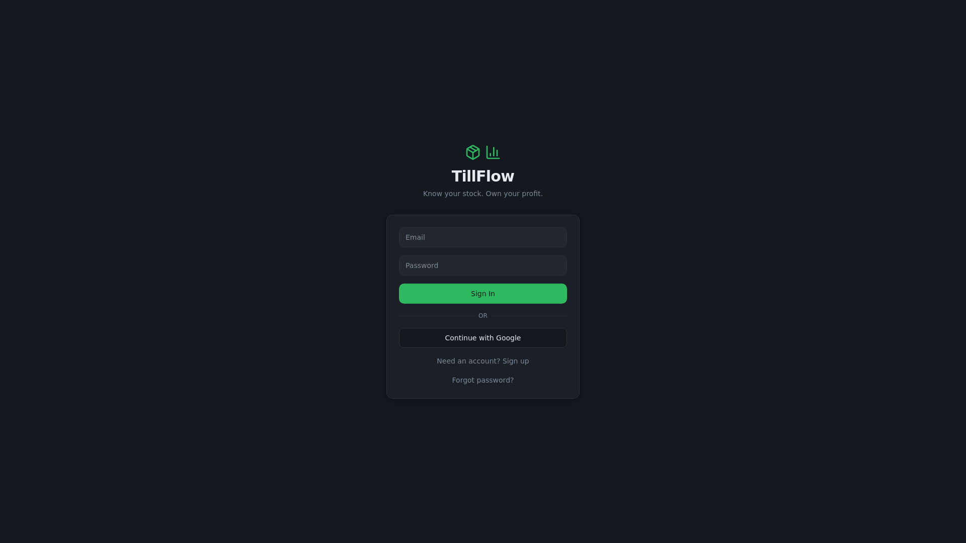 TillFlow business management interface