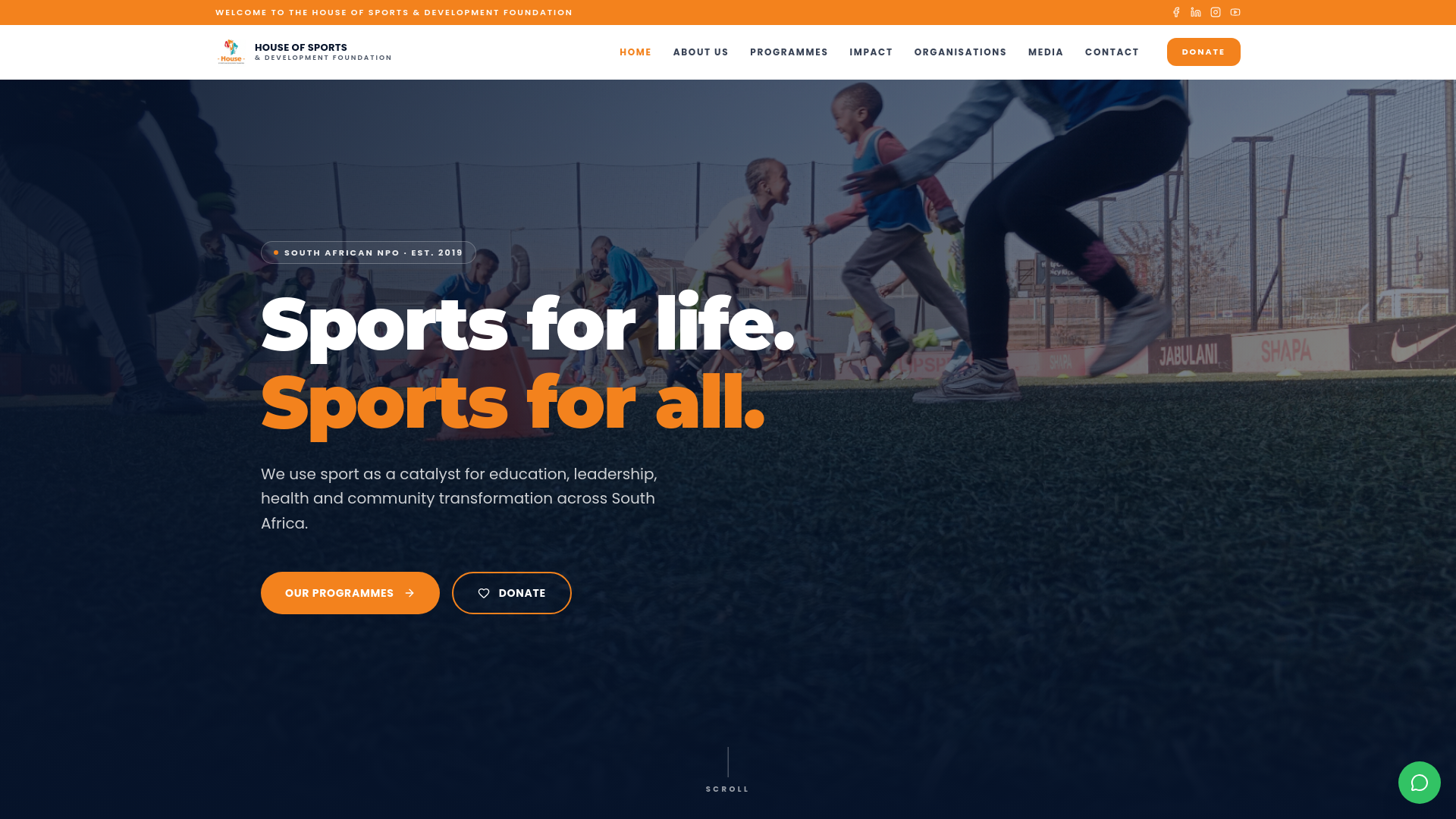 Screenshot of House of Sports & Development Foundation