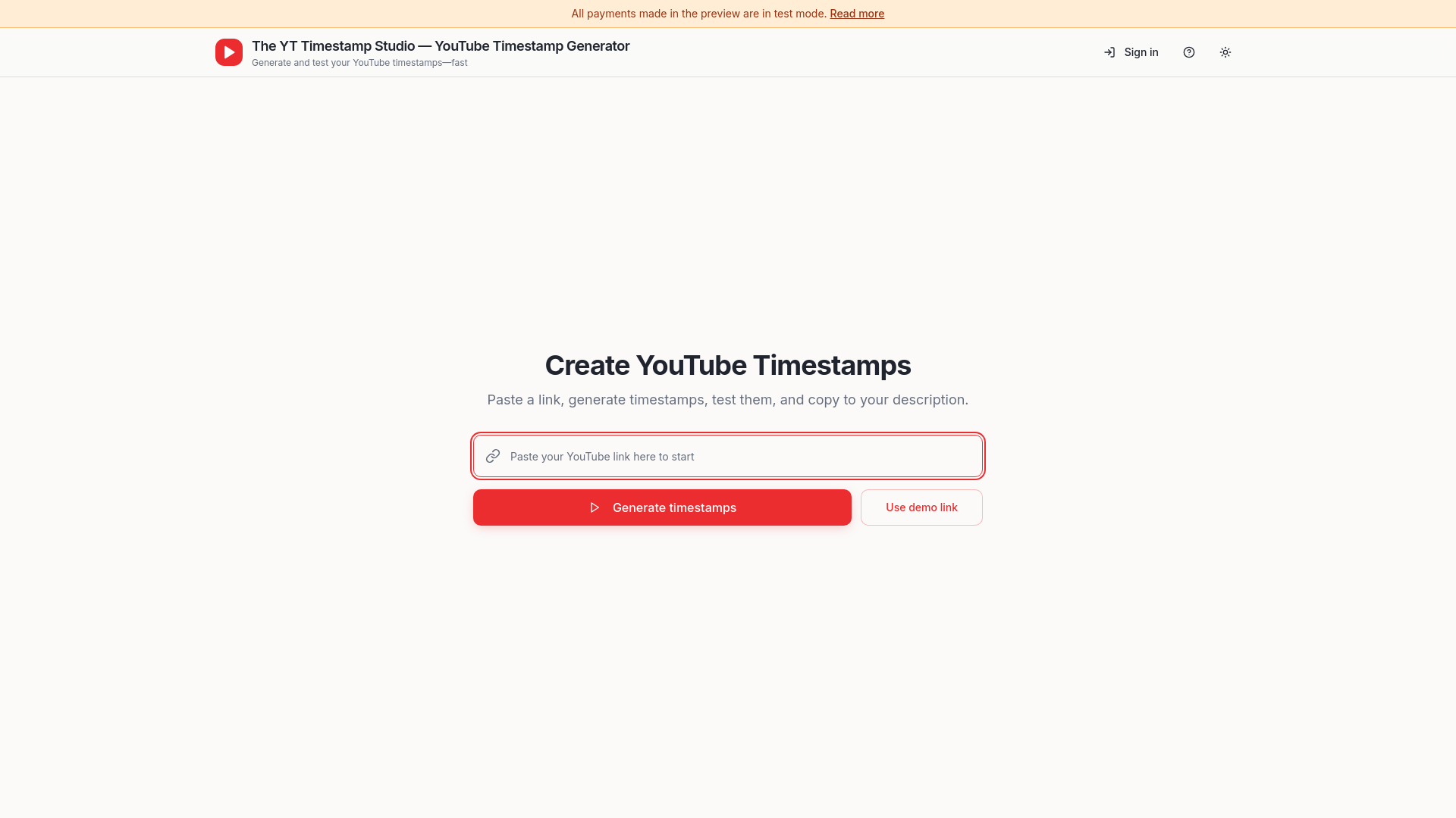 Screenshot of The YT Timestamp Studio