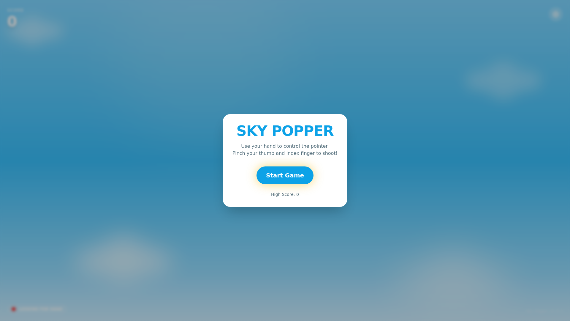 Screenshot of Sky Popper — Hand-Tracking Balloon Game