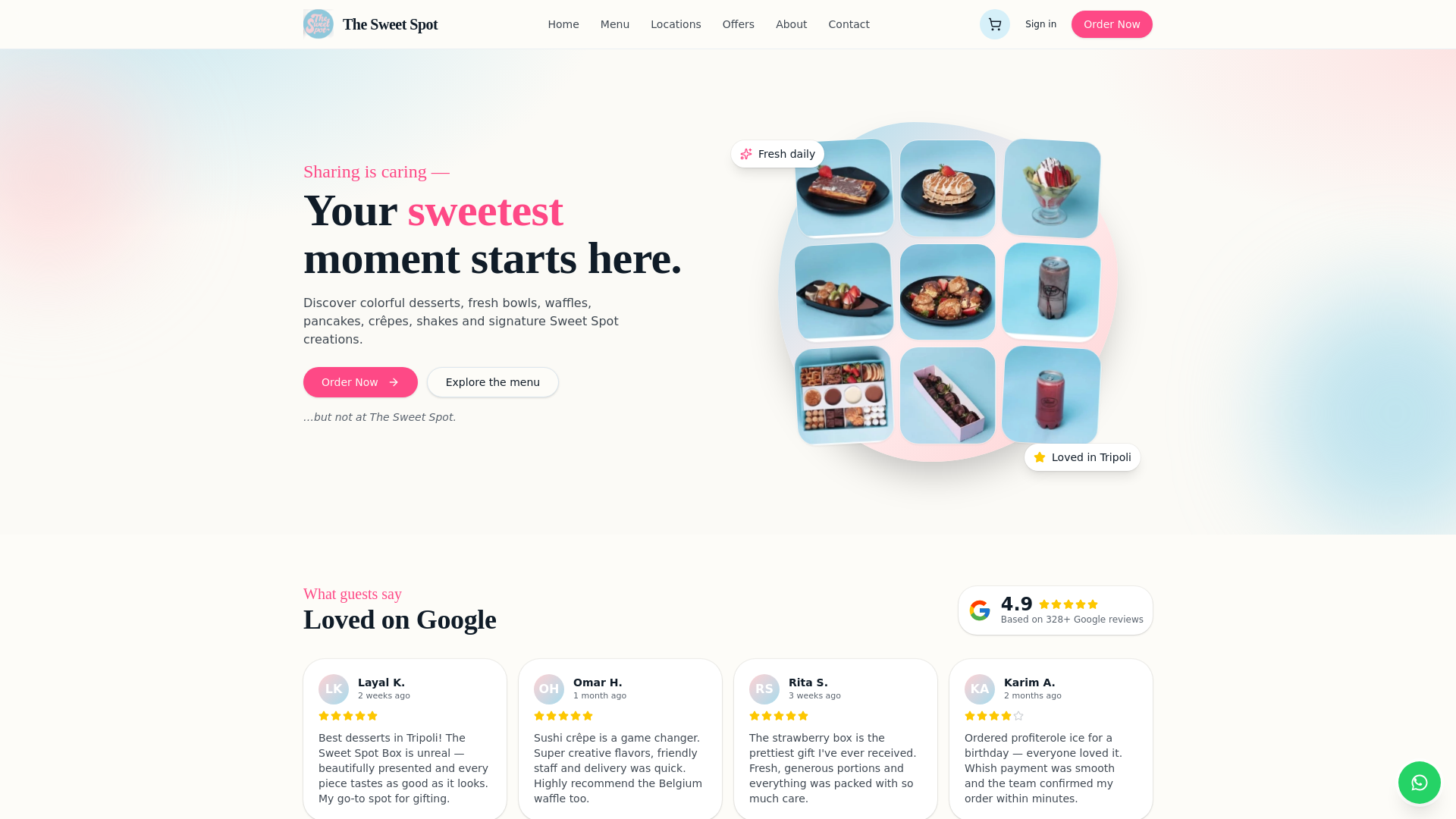 Sweet Spot Lebanon live website homepage