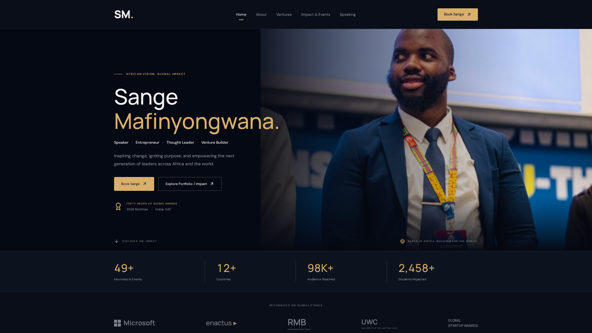 Screenshot of Sange Mafinyongwana Portfolio