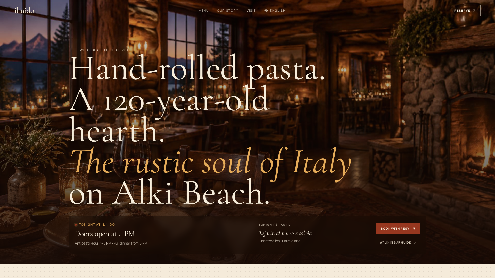 Il Nido restaurant website concept