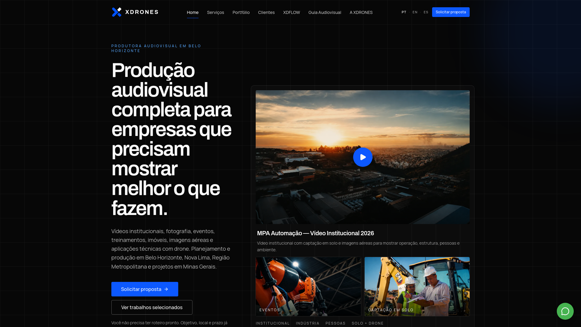 Página institucional da XDRONES