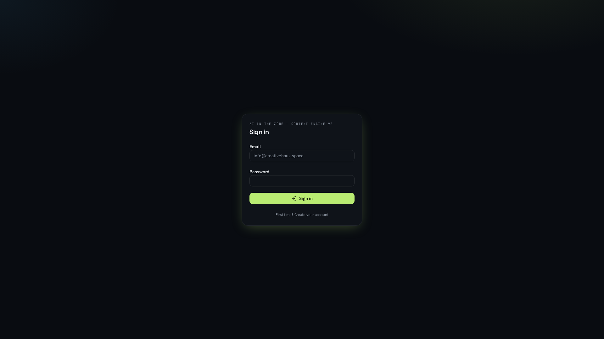 Zone Content AI dashboard