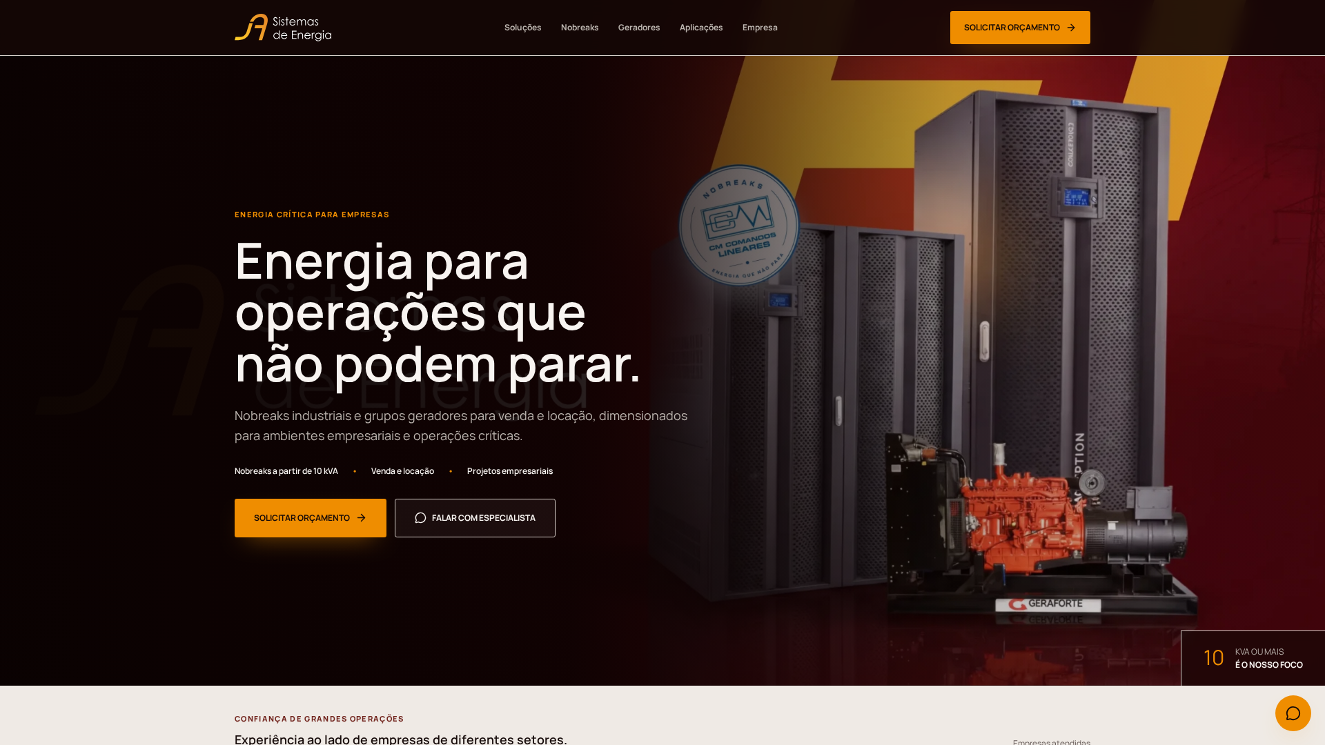 Página da JA Sistemas de Energia