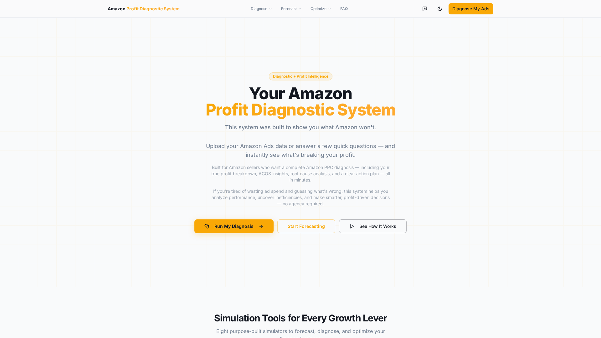 Screenshot of Amazon Profit Diagnostic System