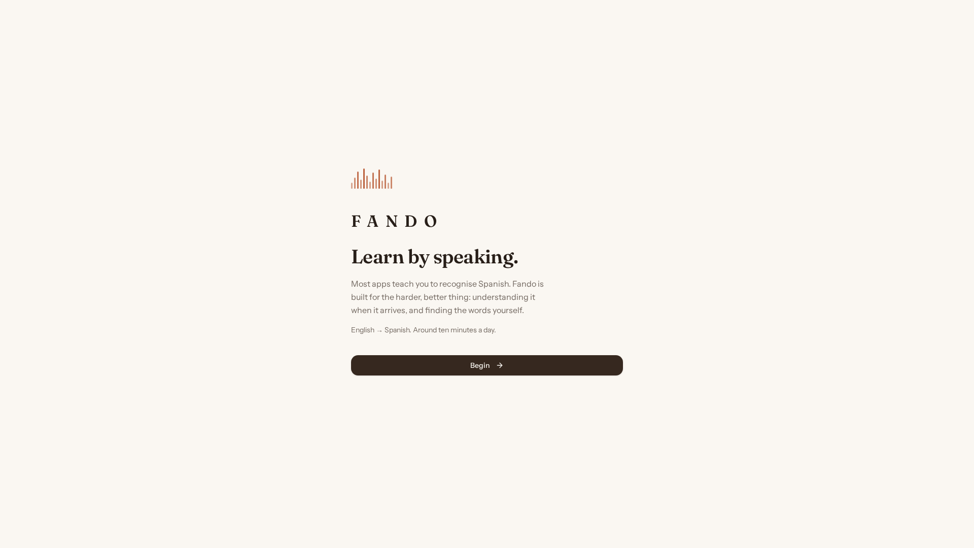 Fando speaking-first language learning app interface