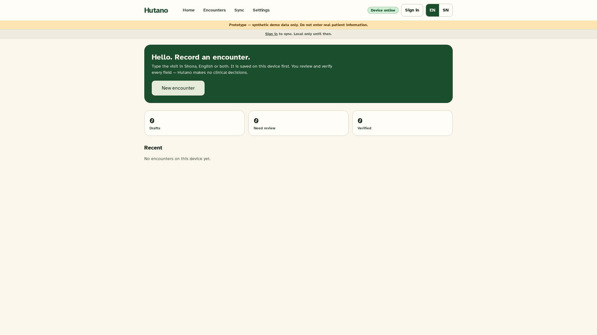 Hutano Field Companion mobile interface