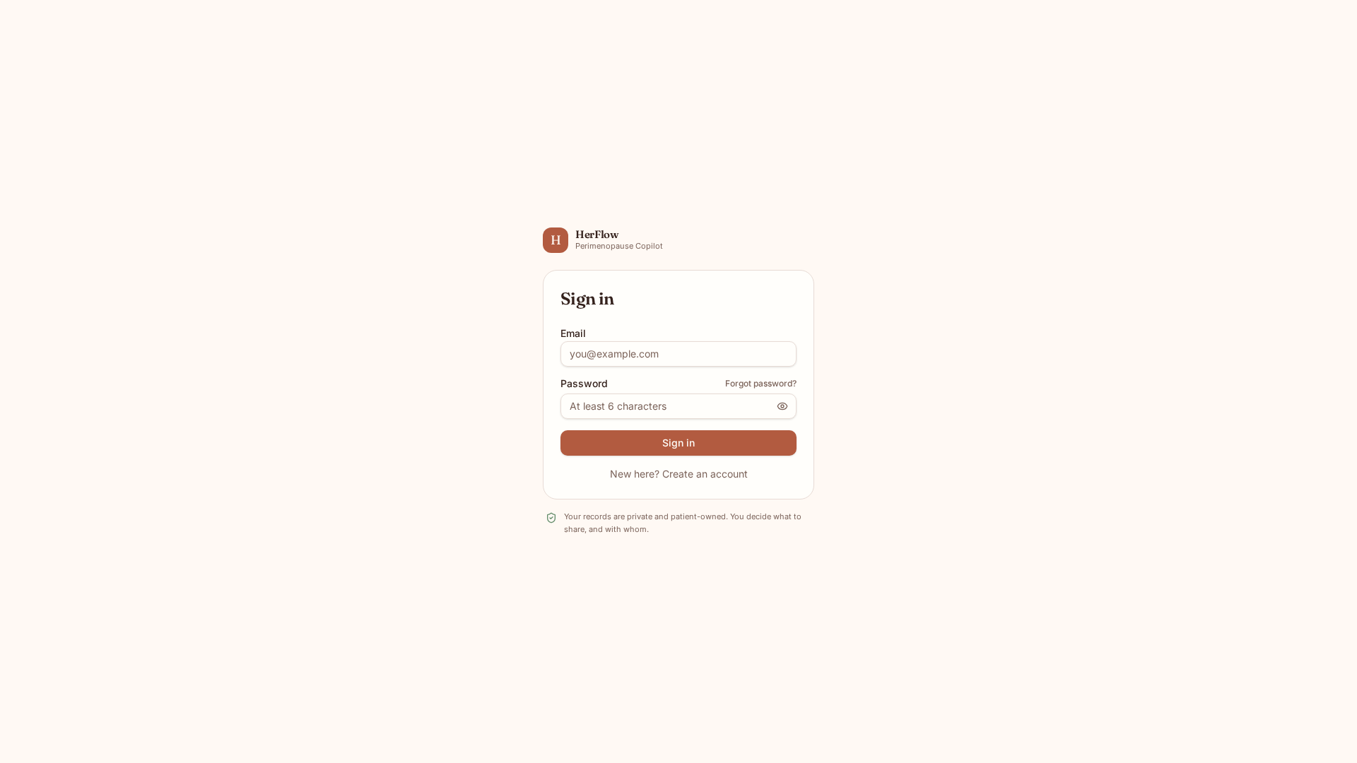 HerFlow perimenopause tracking interface