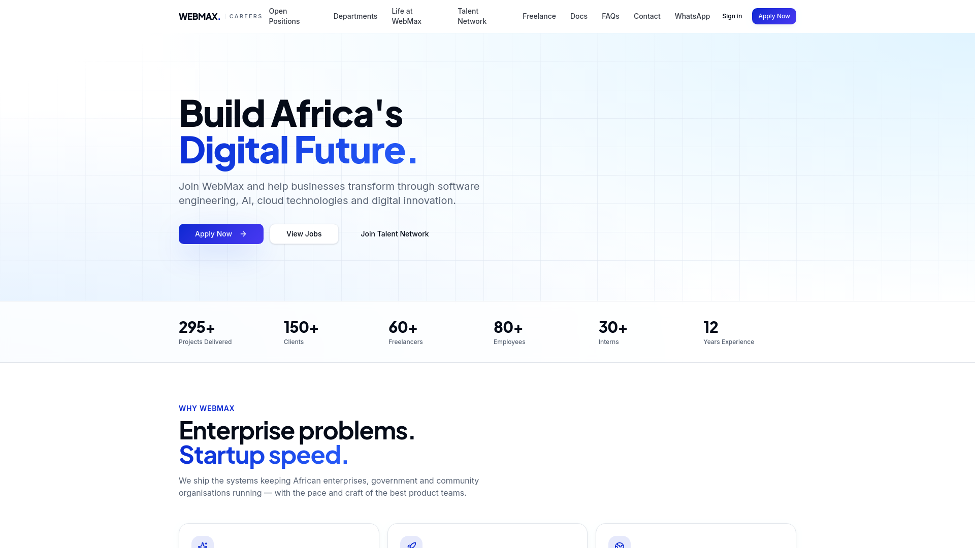 Screenshot of WebMax Talent Hub